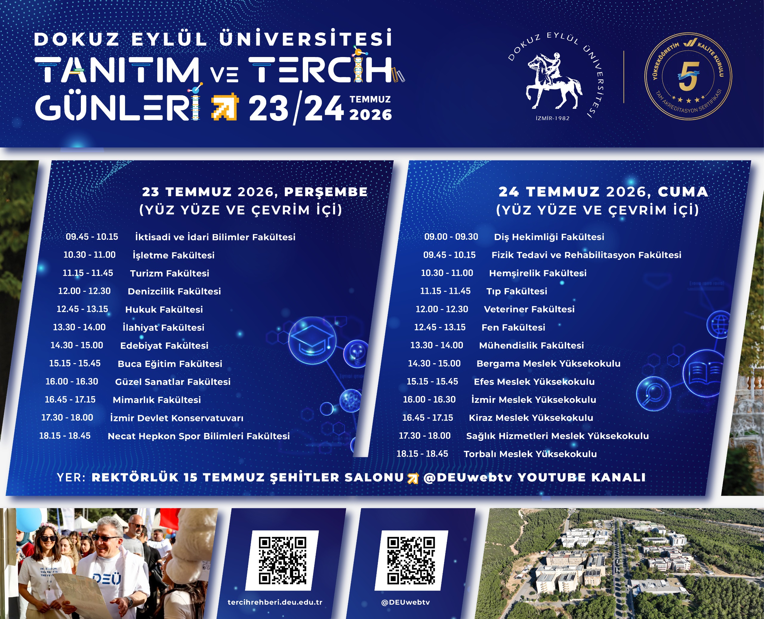 DEÜ Tanıtım ve Tercih Günleri, 23-24 Temmuz 2026